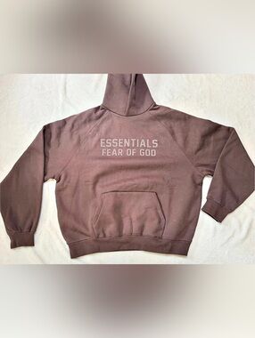 Streetwear Oversized FOG Fear of God Essentials Hoodie Large L Brown Plum Earthy